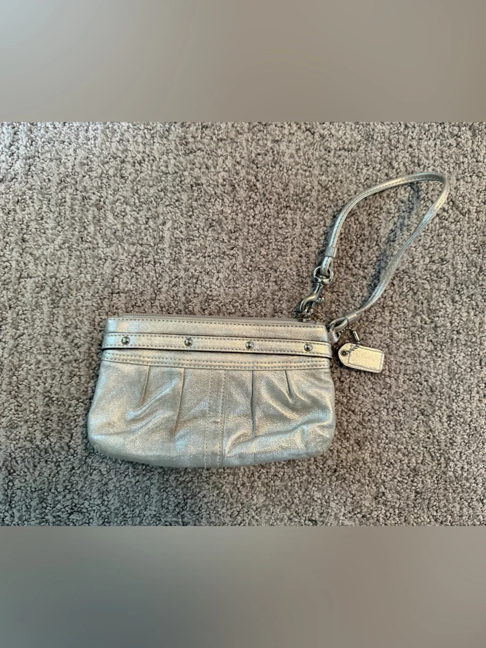 Silver Metallic Wristlet Clutch